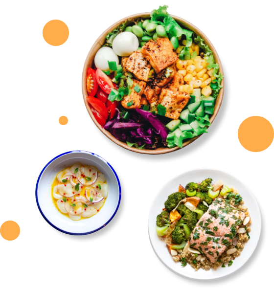 Imagem de 3 pratos de comida